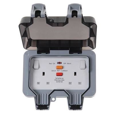Picture of 13 Amp RCD 2 Gang Single Pole Switched (Latching) Socket Outlet