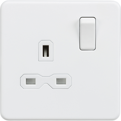 Picture of 13A 1 Gang Double Pole Switched Socket - Matt White with White Insert