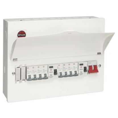 Picture of 10 Way Populated Dual 80A Type A RCD High Integrity Metal Clad Consumer Unit with 8 x MCBs