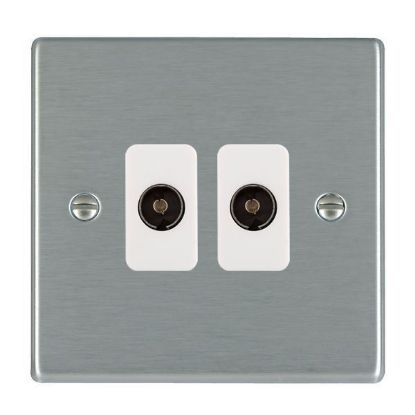 Picture of Hartland SS/WH 2 Gang Non Isolated Television 2 in/2 out Coaxial Socket