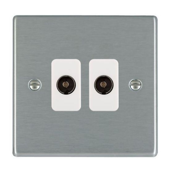 Picture of Hartland SS/WH 2 Gang Non Isolated Television 2 in/2 out Coaxial Socket