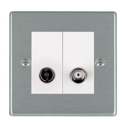 Picture of Hartland SS/WH 1 Gang TV + 1 Gang Satellite Coaxial Socket