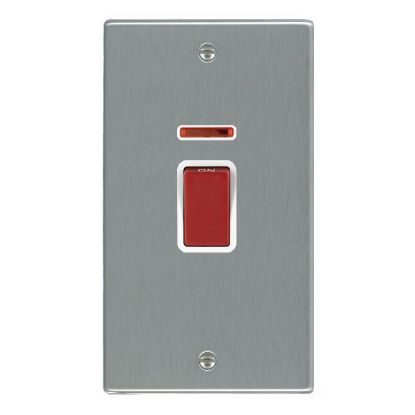 Picture of Hartland SS/WH 1 Gang Vertical 45A Double Pole Red + Neon Switch