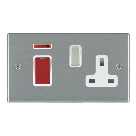 Picture of Hartland SS/WH 1 Gang 45A Double Pole Red + Neon Switch + 1 Gang 13A Switched Socket