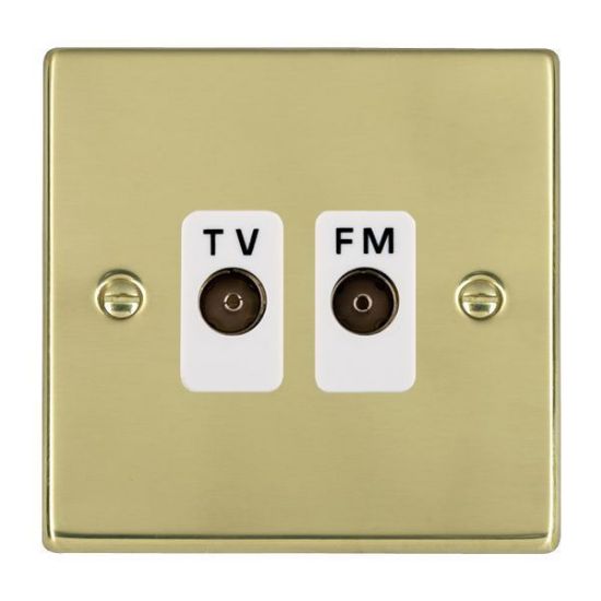 Picture of Hartland PB/WH 2G Isolated TV/FM 1 in/2 out Coaxial Socket