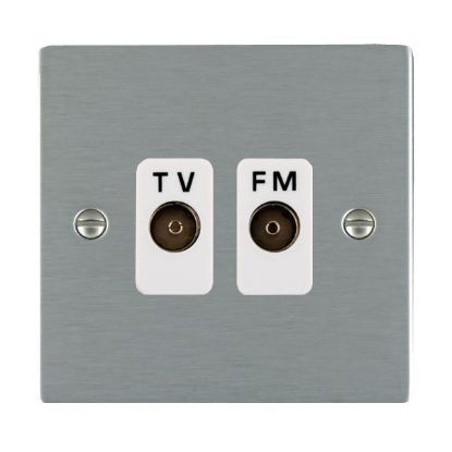 Picture of Sheer SS/WH 2 Gang Isolated TV/FM 1in/2 out Socket