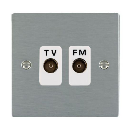 Picture of Sheer SS/WH 2 Gang Isolated TV/FM 1in/2 out Socket