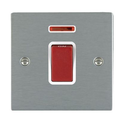 Picture of Sheer SS/WH 1 Gang 45A Double Pole Switch Red + Neon