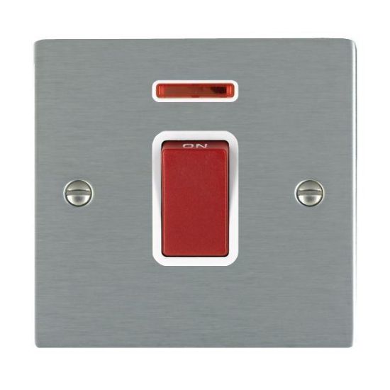 Picture of Sheer SS/WH 1 Gang 45A Double Pole Switch Red + Neon