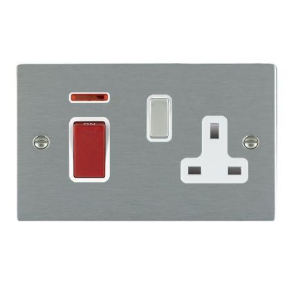 Picture of Sheer SS/WH 1 Gang 45A Double Pole Red Switch with Neon + 1 Gang 13A Switched Socket