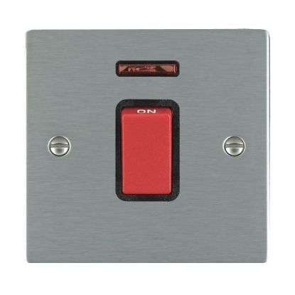 Picture of Sheer SS/BL 1 Gang 45A Double Pole Switch Red + Neon