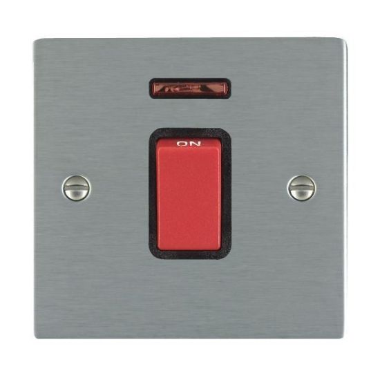 Picture of Sheer SS/BL 1 Gang 45A Double Pole Switch Red + Neon