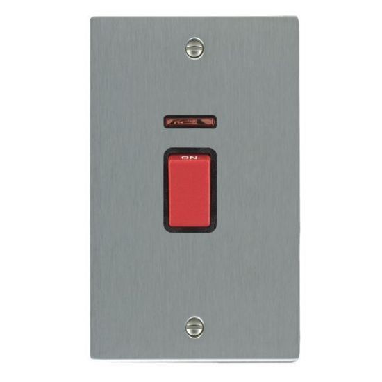 Picture of Sheer SS/BL 1 Gang Vertical 45A Double Pole Switch Red + Neon