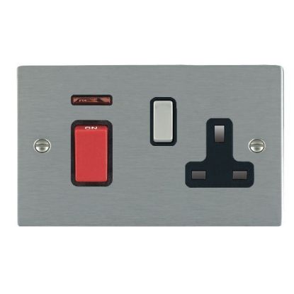 Picture of Sheer SS/BL 1 Gang 45A Double Pole Red Switch with Neon + 1 Gang 13A Switched Socket