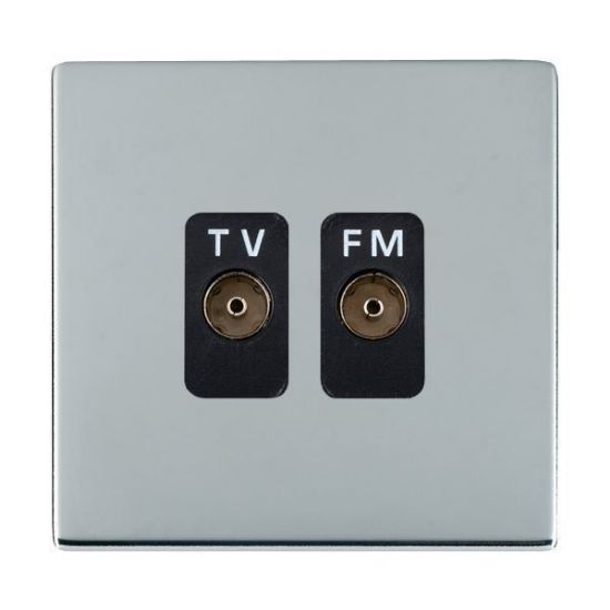 Picture of Sheer Screwless BC/BL 2 Gang Isolated TV/FM 1 in/2 out Coaxial Socket