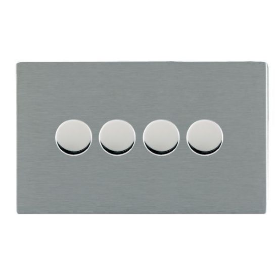 Picture of Sheer Screwless SS/BL 4 Gang 2 WAY 400W (Max wattage per Gang is 300W) Push On/Off Resistive Dimmer