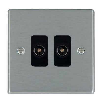 Picture of Hartland SS/BL 2 Gang Non Isolated Television 2 in/2 out Coaxial Socket