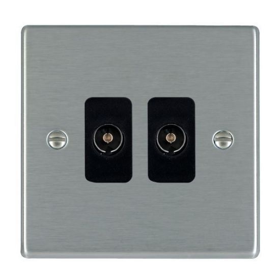 Picture of Hartland SS/BL 2 Gang Non Isolated Television 2 in/2 out Coaxial Socket