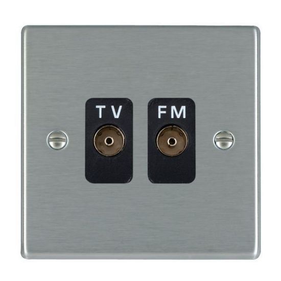 Picture of Hartland SS/BL 2 Gang Isolated TV/FM 1 in/2 out Coaxial Socket