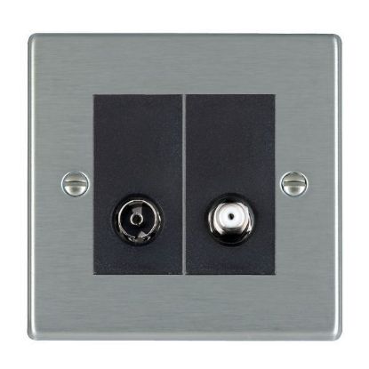 Picture of Hartland SS/BL 1 Gang TV + 1 Gang Satellite Coaxial Socket