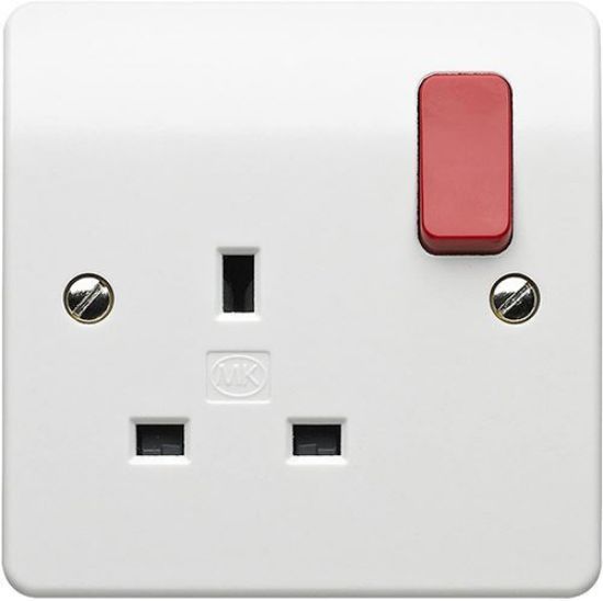 Picture of 13A 1 Gang Double Pole Switch Socket with Red Rocker