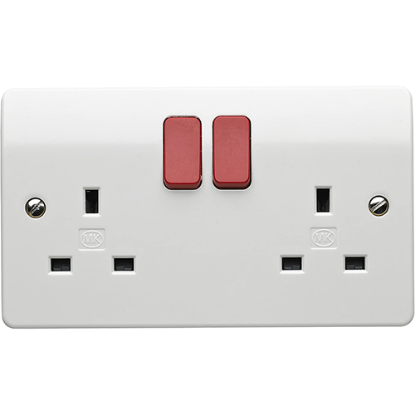 Picture of 13A 2 Gang Double Pole Switch Socket with Red Rocker