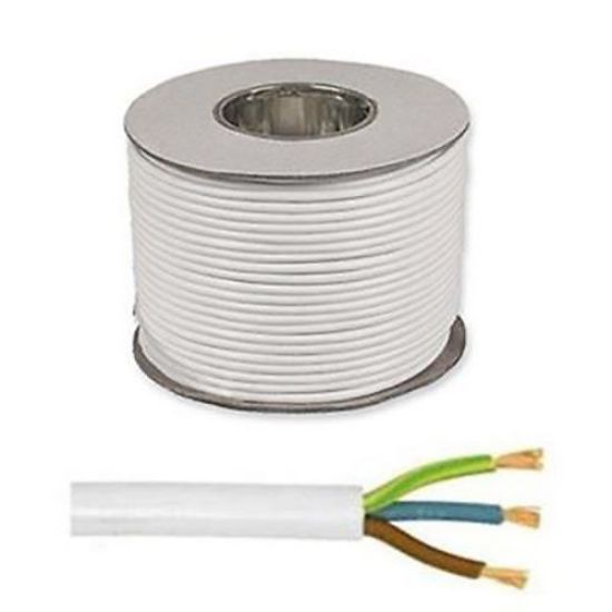 Picture of 0.75mm 3183Y White Three Core Round Circular PVC Flexible Cable - 50m Drum