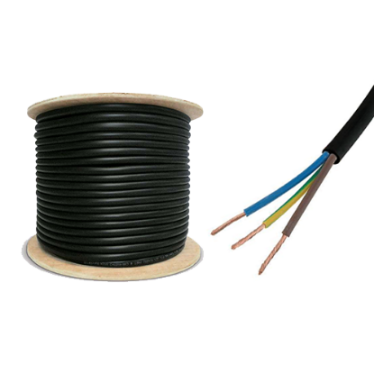 Picture of 0.75mm 3183Y Black Three Core Round Circular PVC Flexible Cable - 100m Drum
