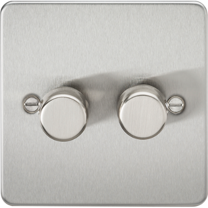 Picture of 2 Gang 2 Way 10-200W (5-150W LED) Trailing Edge Dimmer - Brushed Chrome