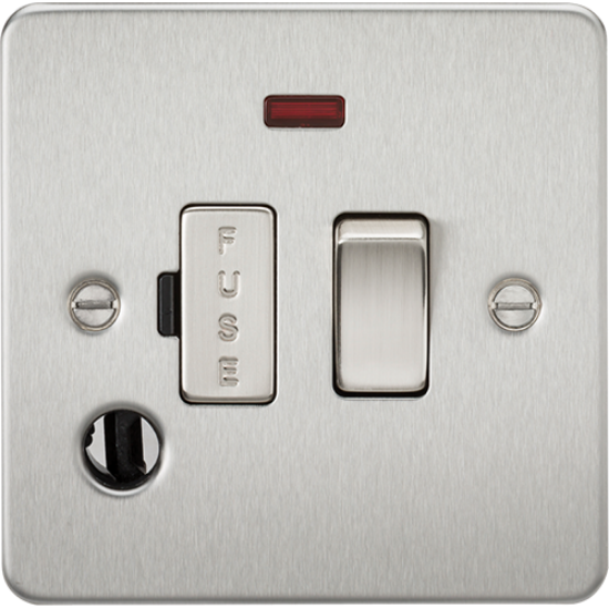 Picture of 13A Switched Fused Spur Unit with Neon and Flex Outlet - Brushed Chrome