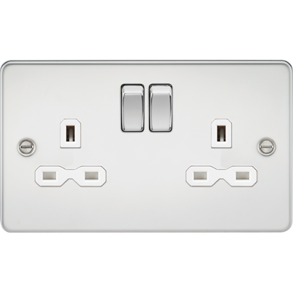 Picture of 13A 2 Gang Double Pole Switched Socket - Polished Chrome with White Insert