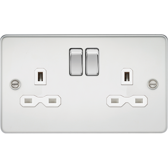 Picture of 13A 2 Gang Double Pole Switched Socket - Polished Chrome with White Insert