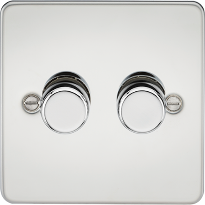 Picture of 2 Gang 2 Way 10-200W (5-150W LED) Trailing Edge Dimmer - Polished Chrome