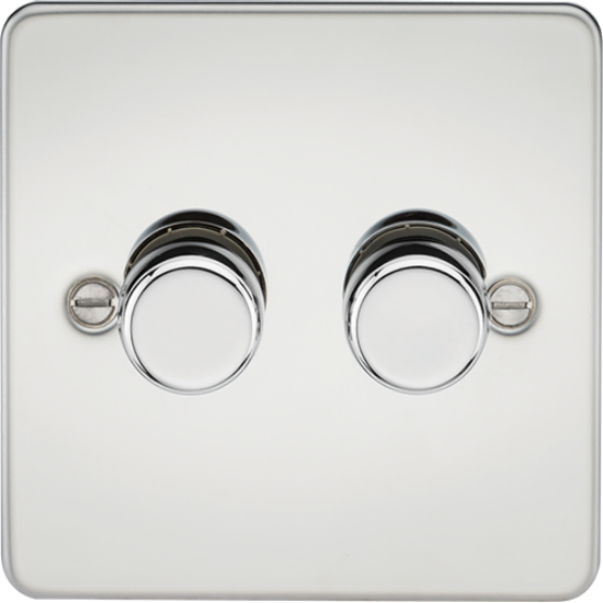 Picture of 2 Gang 2 Way 10-200W (5-150W LED) Trailing Edge Dimmer - Polished Chrome