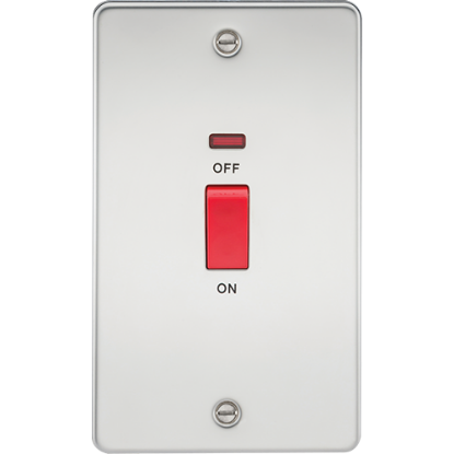 Picture of 45A 2 Gang Double Pole Switch with Neon - Polished Chrome