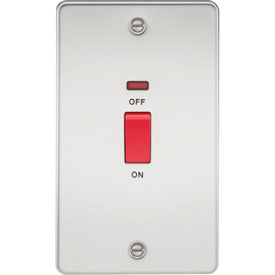 Picture of 45A 2 Gang Double Pole Switch with Neon - Polished Chrome