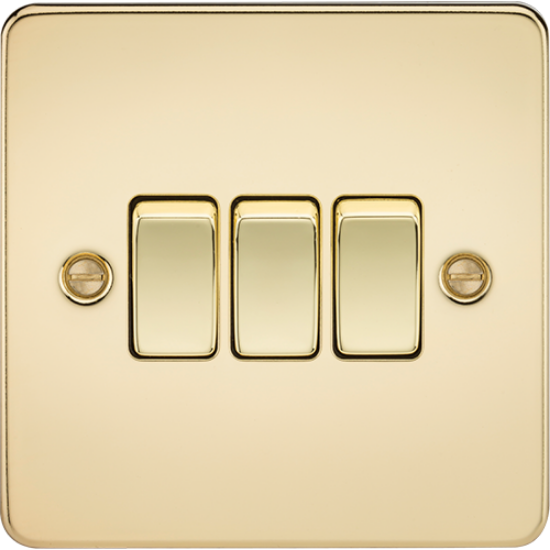 Picture of 10AX 3 Gang 2 Way Switch - Polished Brass