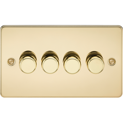 Picture of 4 Gang 2 Way 10-200W (5-150W LED) Trailing Edge Dimmer - Polished Brass