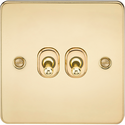 Picture of 10AX 2 Gang 2 Way Toggle Switch - Polished Brass