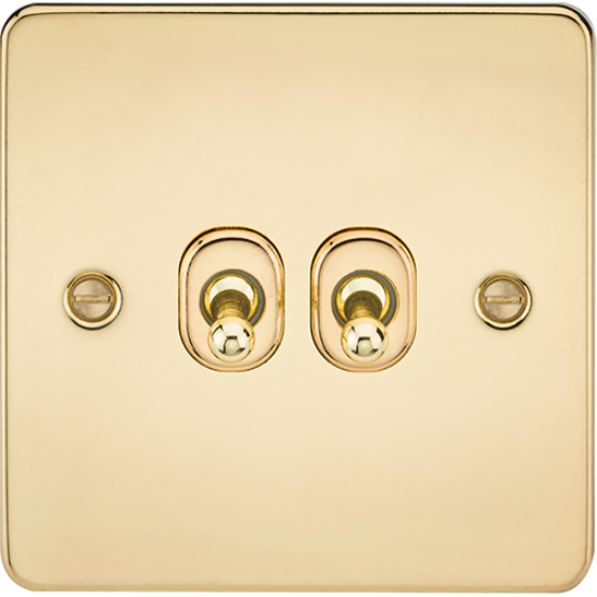 Picture of 10AX 2 Gang 2 Way Toggle Switch - Polished Brass