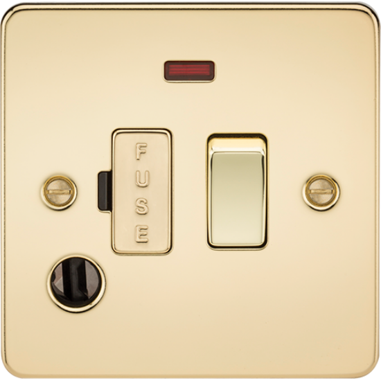 Picture of 13A Switched Fused Spur Unit with Neon and Flex Outlet - Polished Brass