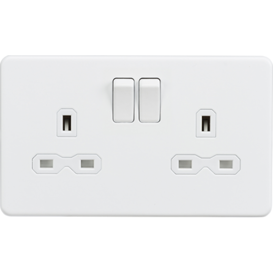 Picture of 13A 2 Gang Double Pole Switched Socket - Matt White