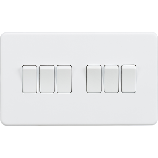 Picture of 10AX 6 Gang 2 Way Switch - Matt White