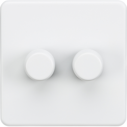 Picture of 2 Gang 2 Way 10-200W (5-150W LED) Trailing Edge Dimmer - Matt White