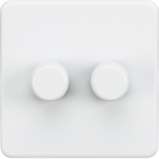 Picture of 2 Gang 2 Way 10-200W (5-150W LED) Trailing Edge Dimmer - Matt White