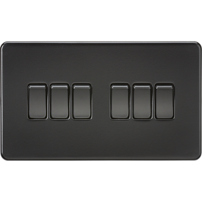 Picture of 10AX 6 Gang 2 Way Switch - Matt Black