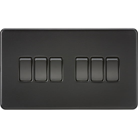 Picture of 10AX 6 Gang 2 Way Switch - Matt Black