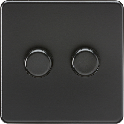 Picture of 2 Gang 2 Way 10-200W (5-150W LED) Trailing Edge Dimmer - Matt Black