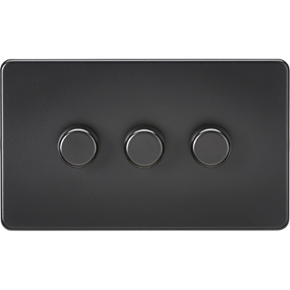 Picture of 3 Gang 2 Way 10-200W (5-150W LED) Trailing Edge Dimmer - Matt Black