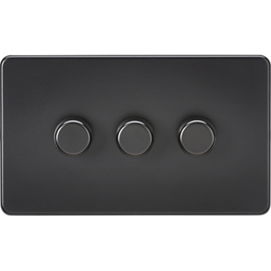 Picture of 3 Gang 2 Way 10-200W (5-150W LED) Trailing Edge Dimmer - Matt Black